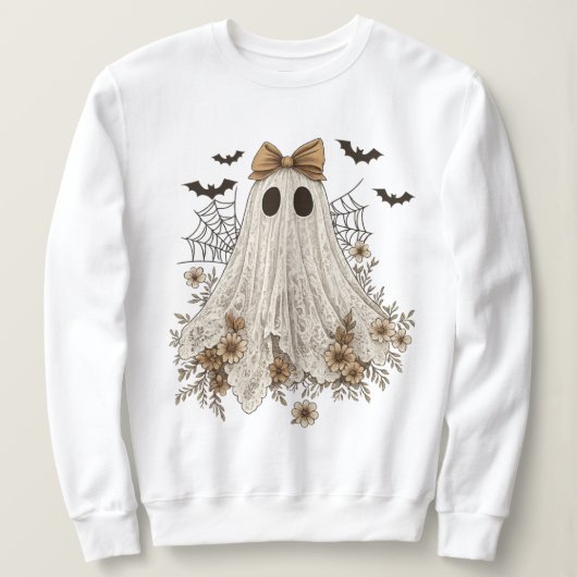 Eleganter Lace Ghost mit Bow | Floral Ghost Sweatshirt (Design vorne)