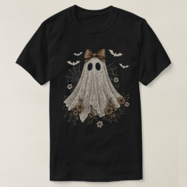 Eleganter Lace Ghost mit Bow | Floral Ghost T-Shirt