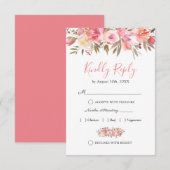 Eleganter Lachs Pink Floral Wedding RSVP Karte (Vorne/Hinten)