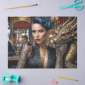 Eleganter Lady Boss mit Tattoo und Dragon Decoupag Seidenpapier (Basteln)