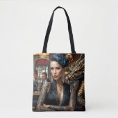 Eleganter Lady Boss mit Tattoo und Dragon Tasche (Vorderseite)