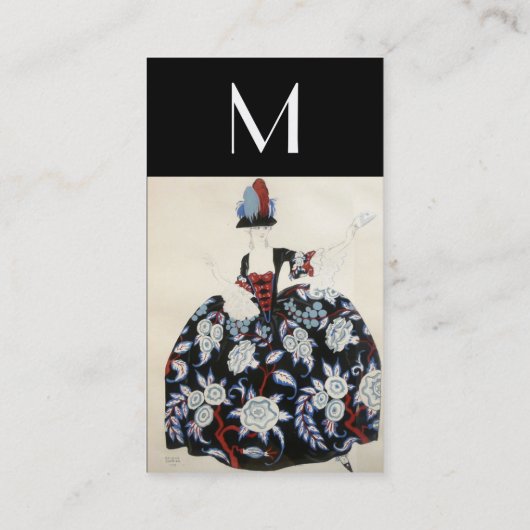 ELEGANTER LADY/FLORALKETT MIT SCHWARZ-WEISSEN BLUM VISITENKARTE (Rückseite)