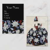 ELEGANTER LADY/FLORALKETT MIT SCHWARZ-WEISSEN BLUM VISITENKARTE (Vorne/Hinten)