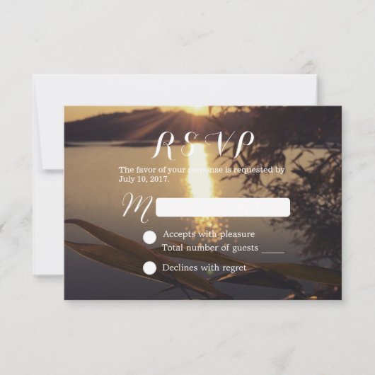 Eleganter Lake Sunset Wedding RSVP (Vorderseite)