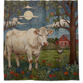 Eleganter ländlicher schicker bohoner Kuhhof Duschvorhang (Vorderseite)