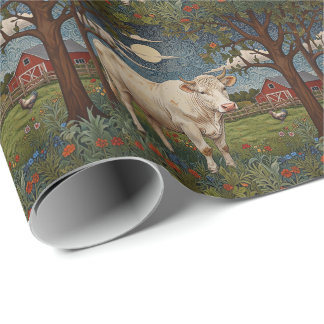 Eleganter ländlicher schicker bohoner Kuhhof Geschenkpapier