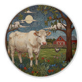 Eleganter ländlicher schicker bohoner Kuhhof Keramikknauf (Vorderseite)