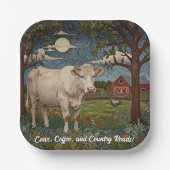 Eleganter ländlicher schicker bohoner Kuhhof Pappteller (Vorderseite)