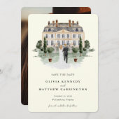 Eleganter Landmanor| Ranch-Foto Save the Date Einladung (Vorne/Hinten)