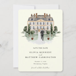 Eleganter Landmanor| Ranch-Foto Save the Date Einladung