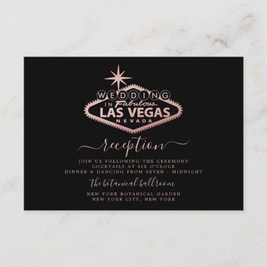 Eleganter Las Vegas Hochzeit in Urlaubsort Empfang Begleitkarte (Vorderseite)