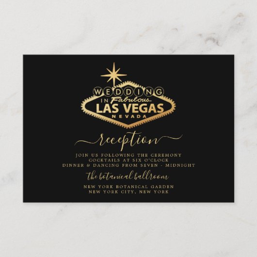 Eleganter Las Vegas Hochzeit in Urlaubsort Empfang Begleitkarte (Vorderseite)