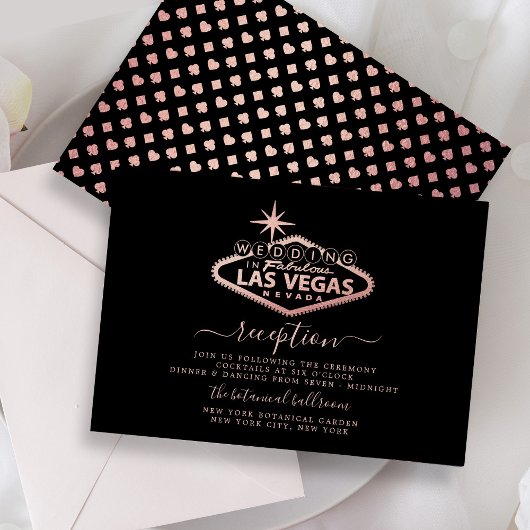 Eleganter Las Vegas Hochzeit in Urlaubsort Empfang Begleitkarte
