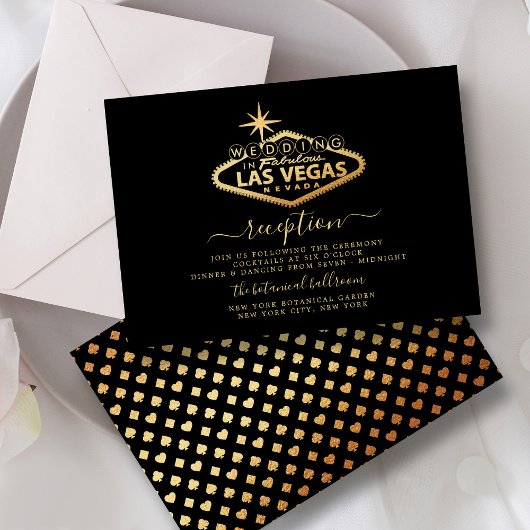 Eleganter Las Vegas Hochzeit in Urlaubsort Empfang Begleitkarte