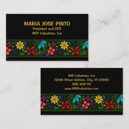 Eleganter lateinamerikanischer Folk Floral Mitarbe Visitenkarte