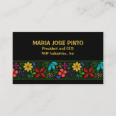 Eleganter lateinamerikanischer Folk Floral Mitarbe Visitenkarte (Vorderseite)