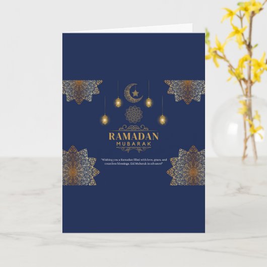Eleganter Laternen-Schein Ramadan-Gruß Karte (Gelbe Blume)
