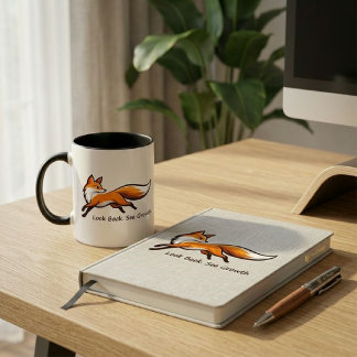 Eleganter Laufender Fuchs "Blick zurück. Sieh Wach Tasse