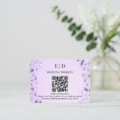 Eleganter Lavendel Blumen QR Code Hochzeit Begleitkarte (Stehend Vorderseite)