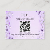 Eleganter Lavendel Blumen QR Code Hochzeit Begleitkarte (Vorderseite)