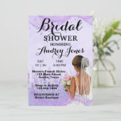 Eleganter Lavendel Bridal Dusche Einladung (Stehend Vorderseite)