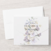 Eleganter Lavendel, Elfenbeinblume & Blauer Blüten All In One Einladung (Rückseite)