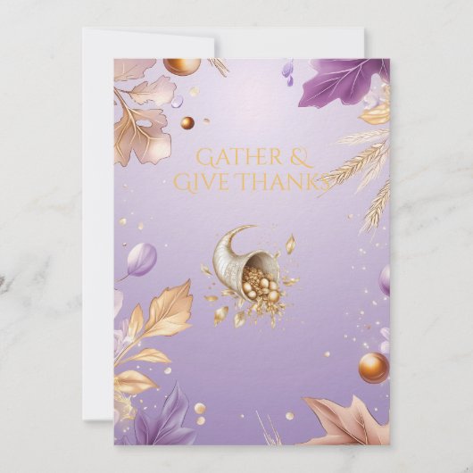 Eleganter Lavendel-Erntedank mit Cornucopia Einladung (Vorderseite)
