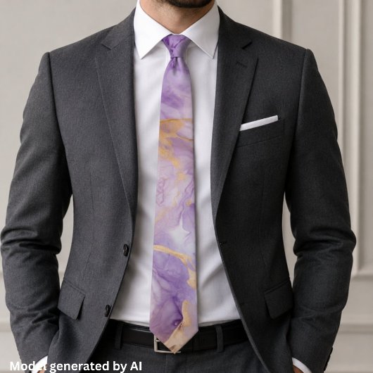 Eleganter Lavendel-Gold-Marmor Krawatte