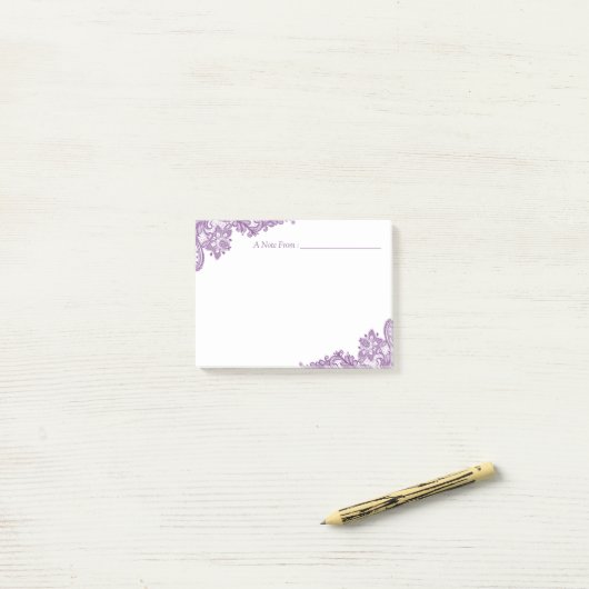 Eleganter Lavendel-lila Blumenspitze Post-it Klebezettel (Auf Schreibtisch)