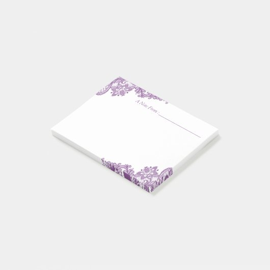 Eleganter Lavendel-lila Blumenspitze Post-it Klebezettel (angewinkelt)