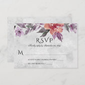 Eleganter Lavendel Lila Peach Floral Wasserfarbe RSVP Karte (Vorne/Hinten)