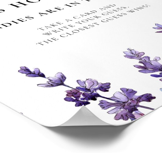 Eleganter Lavendel Raten Sie, wie viele Baby-Dusch Poster (Ecke)