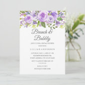 Eleganter Lavendel Rose Brunch und Bubbly Einladung (Stehend Vorderseite)