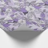 Eleganter Lavendel u. weißes BlumenPackpapier Geschenkpapier (Ecke)