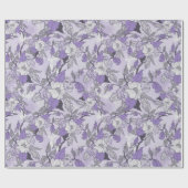 Eleganter Lavendel u. weißes BlumenPackpapier Geschenkpapier (Flach)