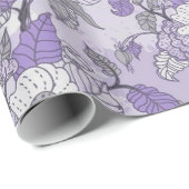 Eleganter Lavendel u. weißes BlumenPackpapier Geschenkpapier (Rolleneckpunkt)