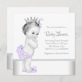 Eleganter Lavendel und Silver Baby Dusche Einladung (Vorne/Hinten)
