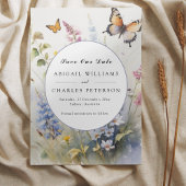 Eleganter Lavendel & Wildblume Save the Date Bloom