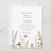 Eleganter Lavendel & Wildblumen blühen Einladung (Vorderseite)