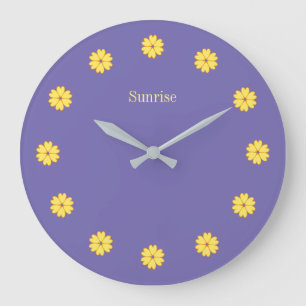 Eleganter Lavendelblauer und Blumen Wanduhr