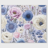 Eleganter Lavender Blauer Blumengarten Blumen Geschenkpapier (Flach)
