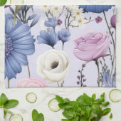 Eleganter Lavender Blauer Blumengarten Blumen Geschirrtuch (Gefaltet)