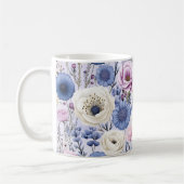 Eleganter Lavender Blauer Blumengarten Blumen Kaffeetasse (Links)