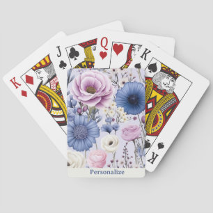 Eleganter Lavender Blauer Blumengarten Blumen Spielkarten