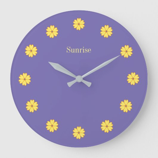 Eleganter Lavender Blue & Blume Wall Clock Große Wanduhr (Vorderseite)