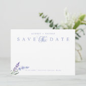 Eleganter Lavender Blume 3 Foto QR Code Save The Date (Stehend Vorderseite)