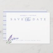 Eleganter Lavender Blume 3 Foto QR Code Save The Date (Vorne/Hinten)