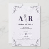 Eleganter Lavender Botanische Hochzeitsempfang Einladung (Vorderseite)