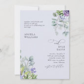 Eleganter Lavender Botanische Hochzeitsempfang Einladung (Vorderseite)