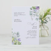 Eleganter Lavender Botanische Hochzeitsempfang Einladung (Stehend Vorderseite)